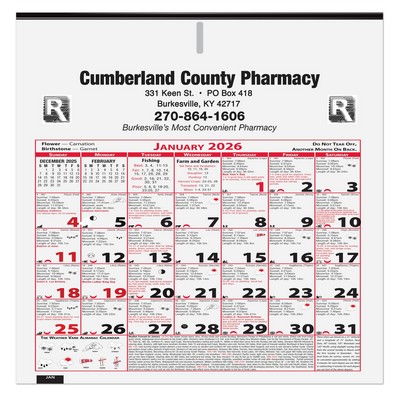 6 Sheet Almanac Calendar (11"x 11 1/8")