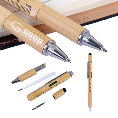 6" 1 Multifunctional Bamboo Ballpoint Pen