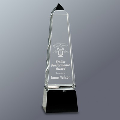 Crystal Obelisk Award Series w/Black Crystal Base, Small (2-1/2"x8"H)