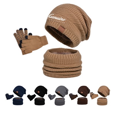 Winter Beanie Gloves Scarf Set