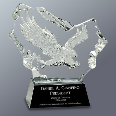 Crystal Carved Eagle on Black Crystal Base, 7"x 7"