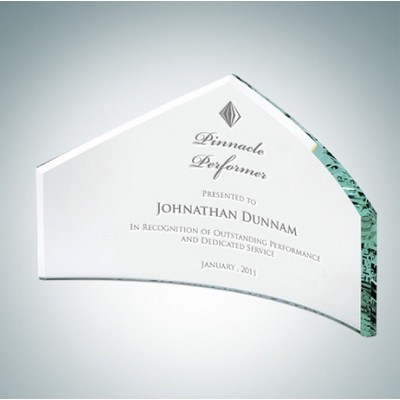 6" Beveled Peak Jade Glass Award Plaque