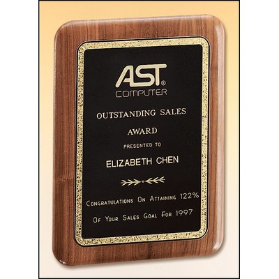 American Walnut Plaque with Florentine Plate, 7 x 9"