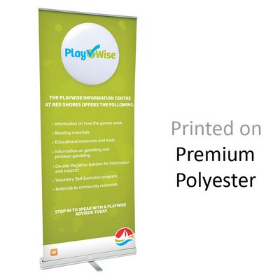 39.5" w x 82" h Retractable Premium Polyester Banner & Stand