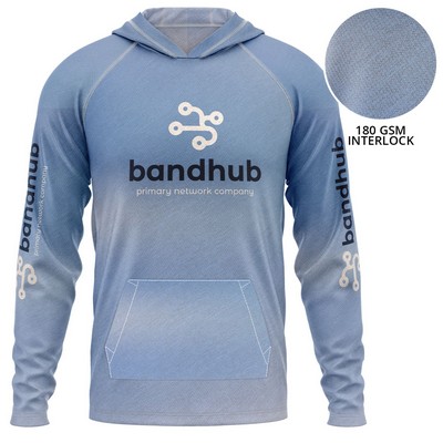 Unisex 180 GSM Poly Interlock Pullover Sublimation Hoodie W/ Kangaroo Pocket