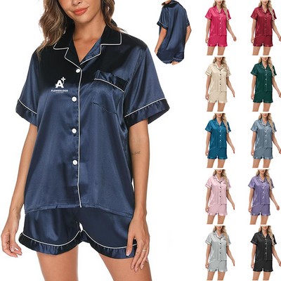 Women Silk Satin Pajamas Set
