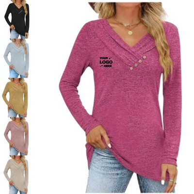 Women's Long Sleeve Neck Loose Shirt