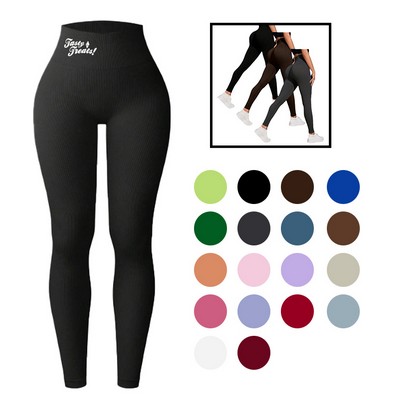 Women's Athletic Ribbed High Waist Legging Pants