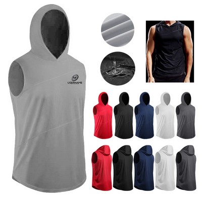 Men's Workout Tank Tops Gym Sleeveless Hoodies Dry fit Vest