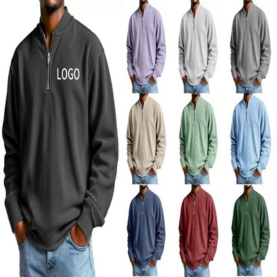 Men's Stand Collar Corduroy Sweatshirt