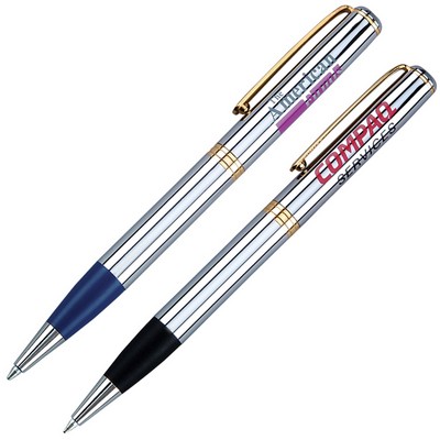 Twist Action Brass Ballpoint Pen w/ Shiny Chrome Finish