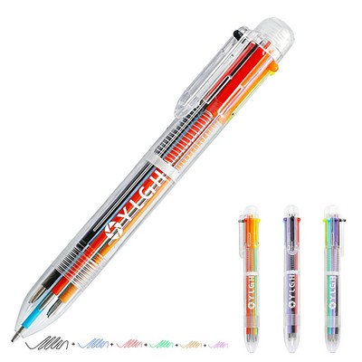 Clear Barrel 6 Colors Refills Pen