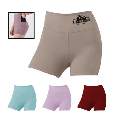 Women's Pocketed High-Waist Yoga Shorts